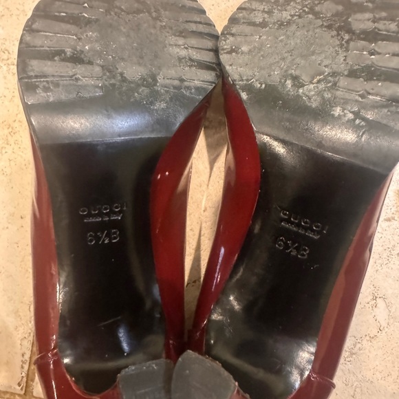 Gucci Burgundy Heeled Loafer Patent Leather Heels - Picture 4 of 6